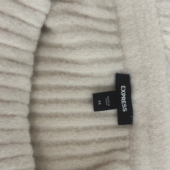 Express Off-Shoulder Ribbed Sweater in Cream - Picture 3 of 4